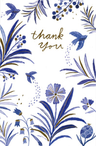 THAK YOU CARD SWALLOWS AND FLOWERS