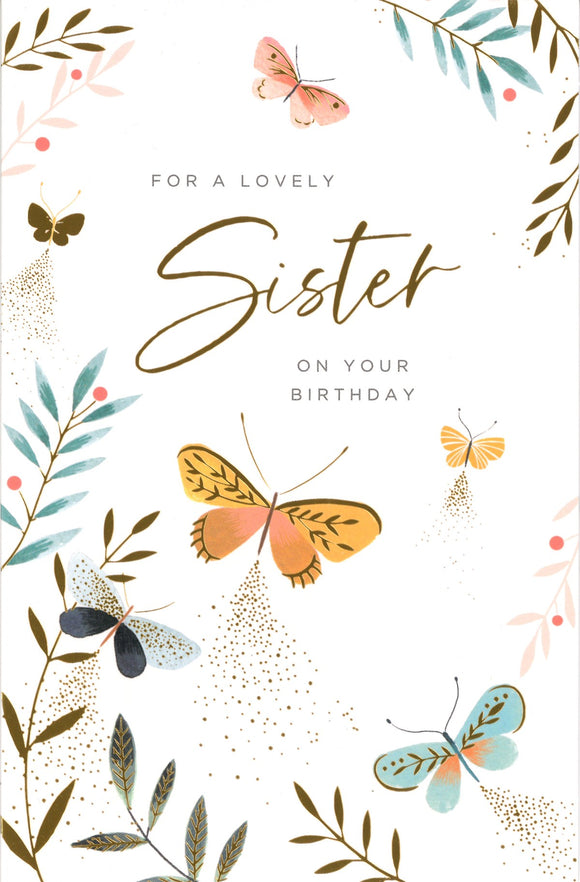 BIRTHDAY CARD SISTER BUTTERFLIES