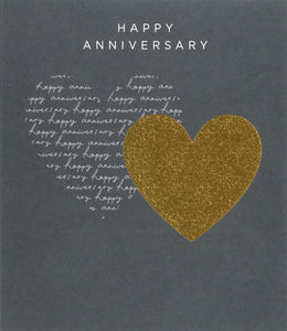 ANNIVERSARY CARD TEXTURED GOLD HEART