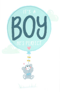 NEW BABY CARD IT'S A BOY BALLOON