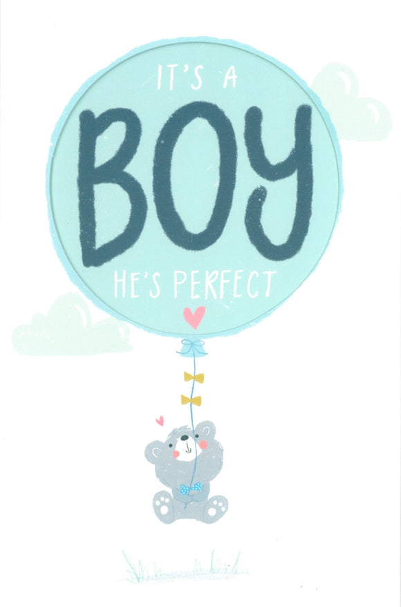 NEW BABY CARD IT'S A BOY BALLOON