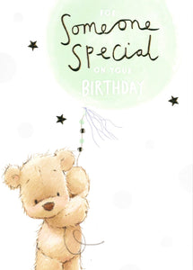 BIRTHDAY CARD SOMEONE SPECIAL NUTMEG HOLDING BALLOON