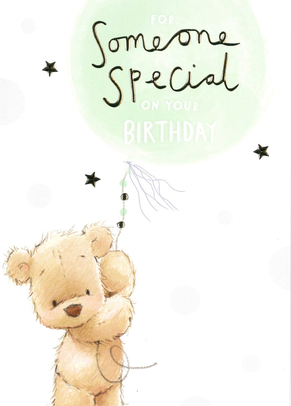 BIRTHDAY CARD SOMEONE SPECIAL NUTMEG HOLDING BALLOON