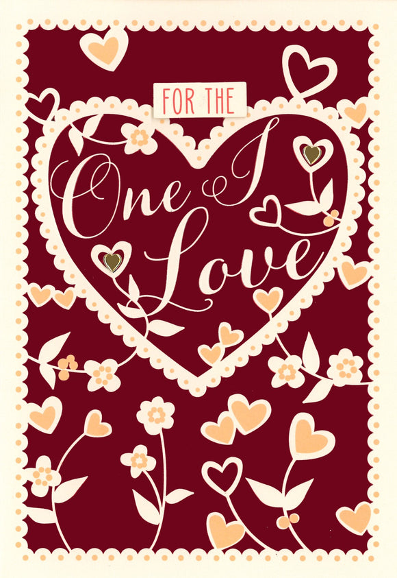 VALENTINES CARD ONE I LOVE METALLIC RED