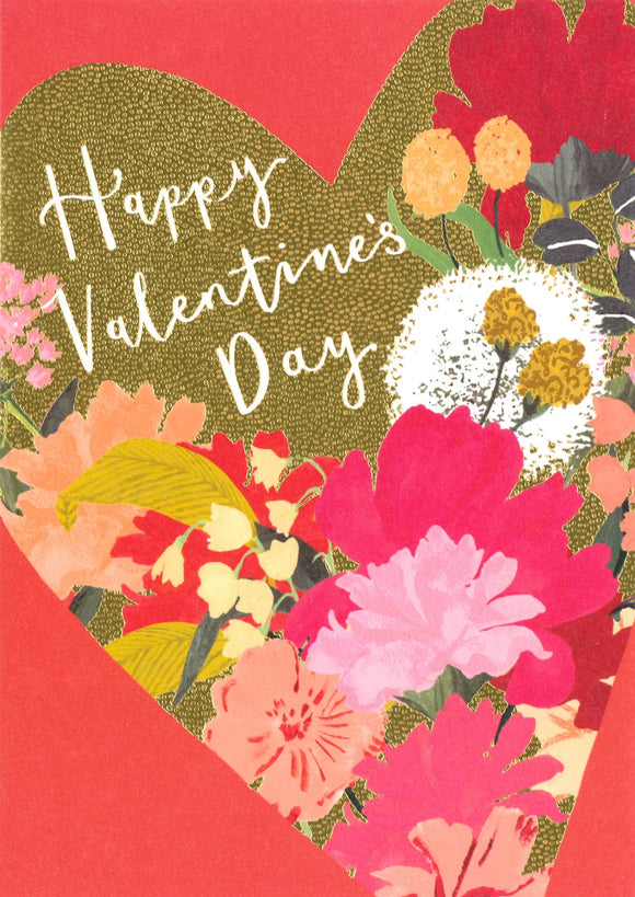 VALENTINES CARD APRICOT FLORAL HEART