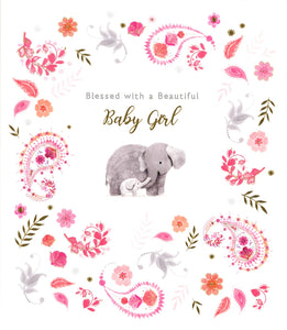 NEW BABY CARD GIRL ELEPHANTS