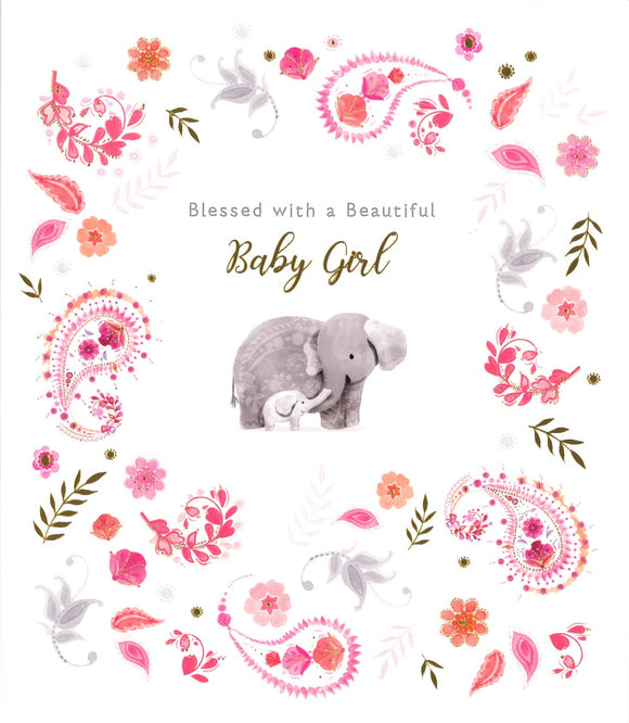 NEW BABY CARD GIRL ELEPHANTS