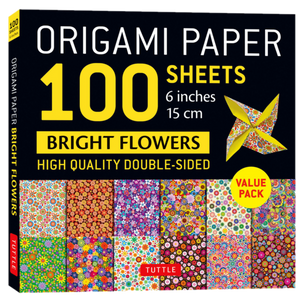 BRIGHT FLOWERS ORIGAMI PAPER 100 SHEETS 15CM