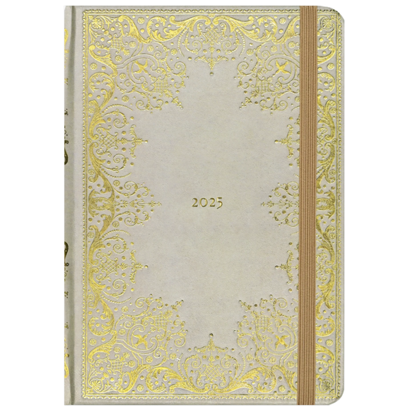 2025 DIARY COMPACT GILDED IVORY 16-MONTH WEEKLY PLANNER