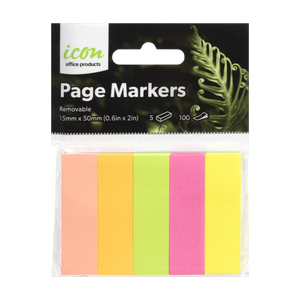 OKIN PAGE MARKERS 15X50MM 5 PACK