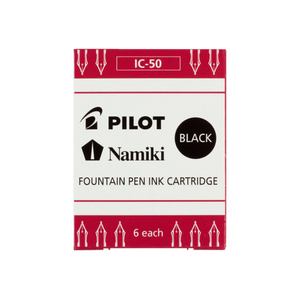 INK CARTRIDGES FOR PILOT FOUNTAIN PENS BLACK PACK OF 6 (IC-50-B)