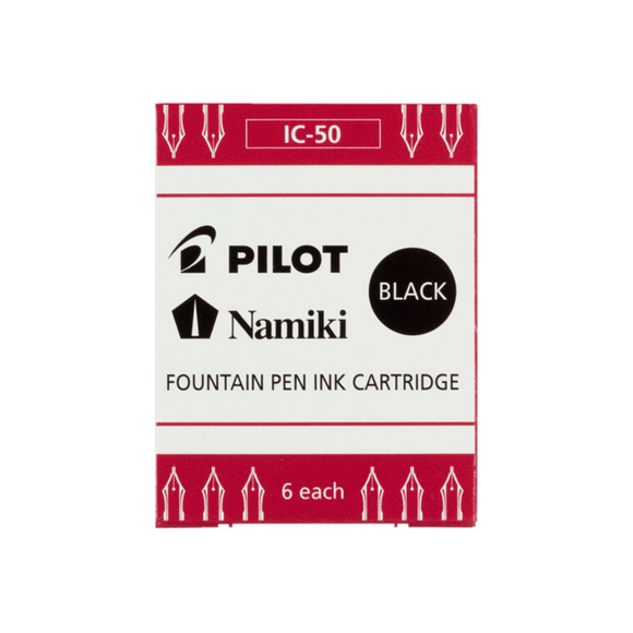 INK CARTRIDGES FOR PILOT FOUNTAIN PENS BLACK PACK OF 6 (IC-50-B)