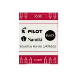 INK CARTRIDGES FOR PILOT FOUNTAIN PENS BLACK PACK OF 6 (IC-50-B)