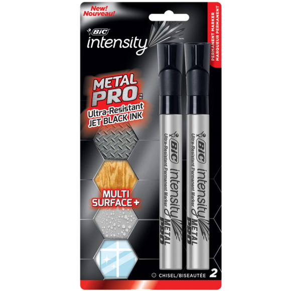 INTENSITY METAL PRO BLACK CHISEL TIP MARKERS 2 PACK