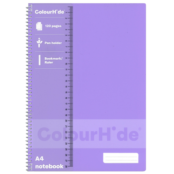 COLOURHIDE A4 120 PAGE NOTEBOOK - LAVENDER