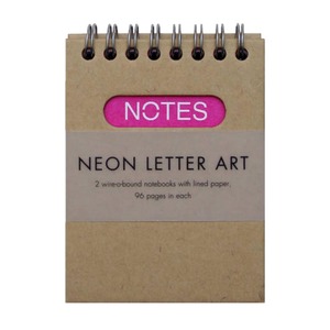 NEON LETTER ART SPIRAL BOUND POCKET NOTEPADS - 2 PACK