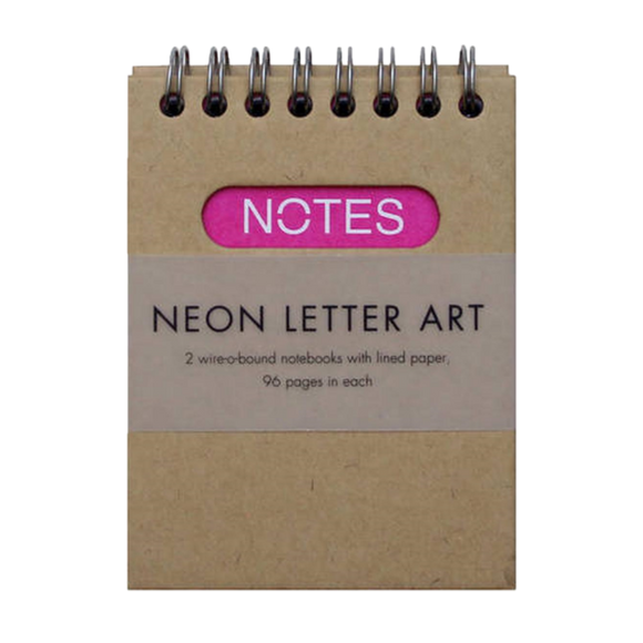 NEON LETTER ART SPIRAL BOUND POCKET NOTEPADS - 2 PACK