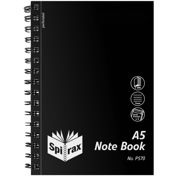 SPIRAX 570 BLACK A5 200-PAGE NOTEBOOK