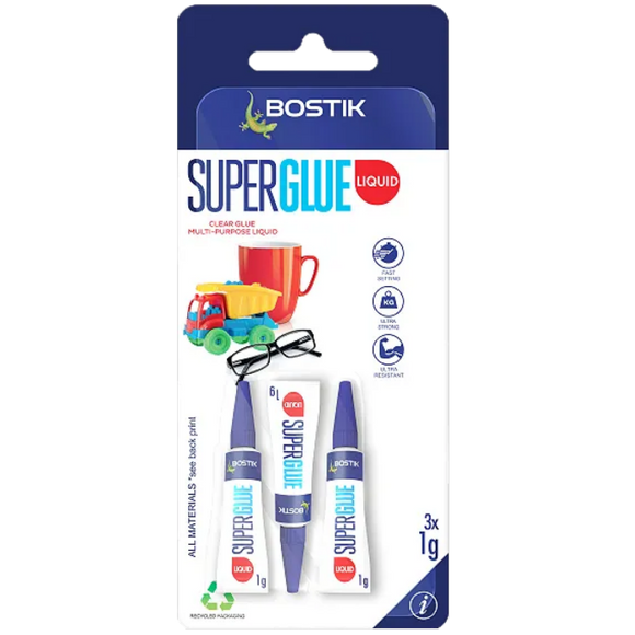 BOSTIK SUPER GLUE LIQUID MULTIPACK 3 X 1G