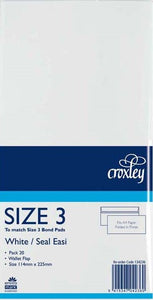 CROXLEY SIZE 3 WHITE SEAL-EASI ENVELOPES PACK 20