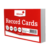 SILVINE RECORD CARDS 6"X4" PLAIN WHITE