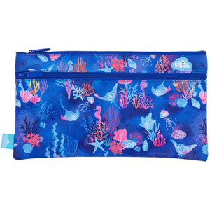 CORAL GARDEN LARGE TWIN ZIP PENCIL CASE