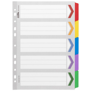 ICON 5-TAB COLOURED REINFORCED DIVIDERS