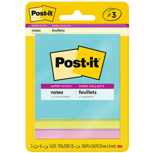 POST-IT SUPERNOVA SUPER STICKY NOTES 76X76MM PACK OF 3