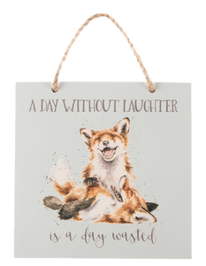 WRENDALE DESIGNS WOODEN PLAQUE 'A DAY WITHOUT LAUGHTER'