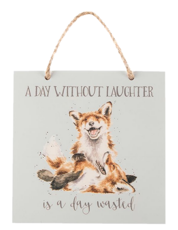 WRENDALE DESIGNS WOODEN PLAQUE 'A DAY WITHOUT LAUGHTER'