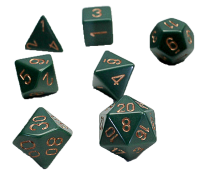 POLYHEDRAL DICE SET OPAQUE DUSTY GREEN / COPPER