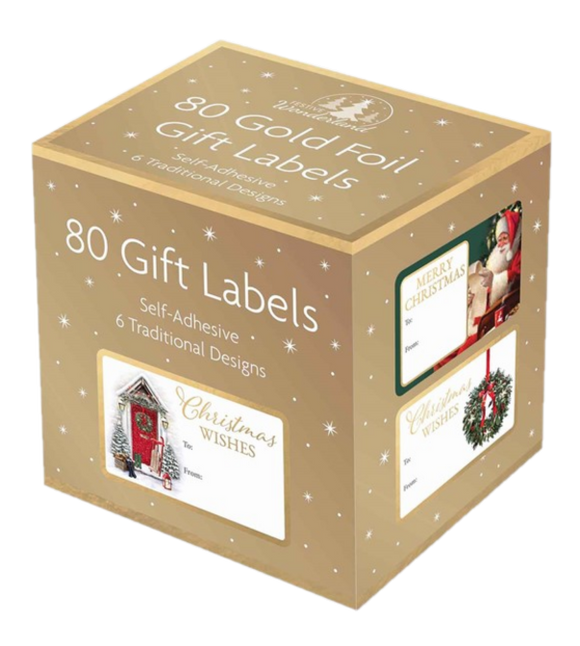 CHRISTMAS STICKER LABELS TRADITIONAL 80PK