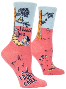 I HEARD YOU & I DONT CARE WOMENS CREW SOCKS