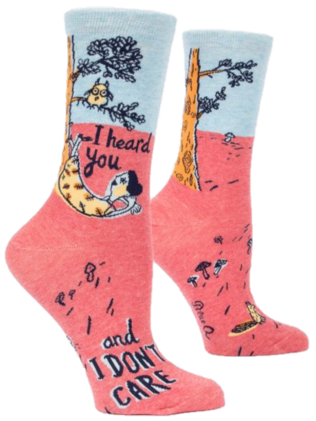 I HEARD YOU & I DONT CARE WOMENS CREW SOCKS