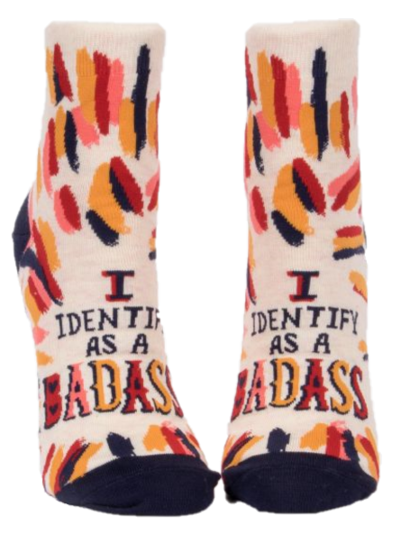 I IDENTIFY AS A BADASS WOMENS ANKLE SOCKS