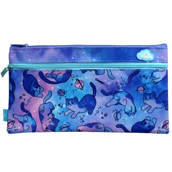 CAT-A-COSMIC LARGE TWIN ZIP PENCIL CASE