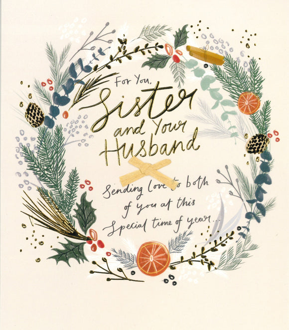 CHRISTMAS CARD SISTER AND HUSBAND CITRUS WREATH