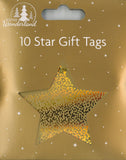 CHRISTMAS GIFT TAGS GOLD STAR 10 PACK