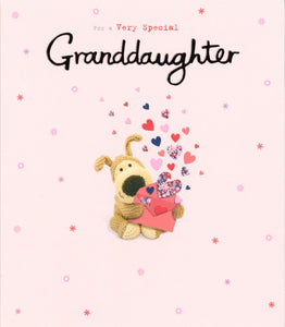 BIRTHDAY CARD GRANDDAUGHTER BOOFLE ENVELOPE OF HEARTS