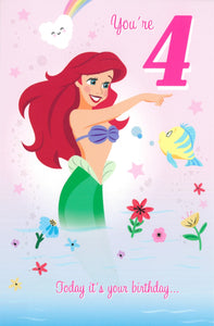 BIRTHDAY CARD 4TH BIRTHDAY LITTLE MERMAID