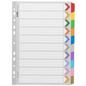 ICON 10-TAB COLOURED REINFORCED DIVIDERS