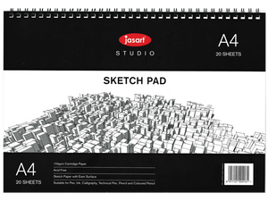 JASART A4 SPIRAL BOUND SKETCH PAD 20 SHEETS