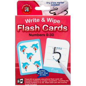 WRITE & WIPE NUMBERS 0-30 FLASHCARDS WITH MARKER