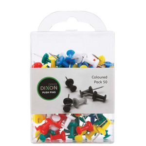 DIXON PUSH PINS ASSORTED COLOURS PACK 50